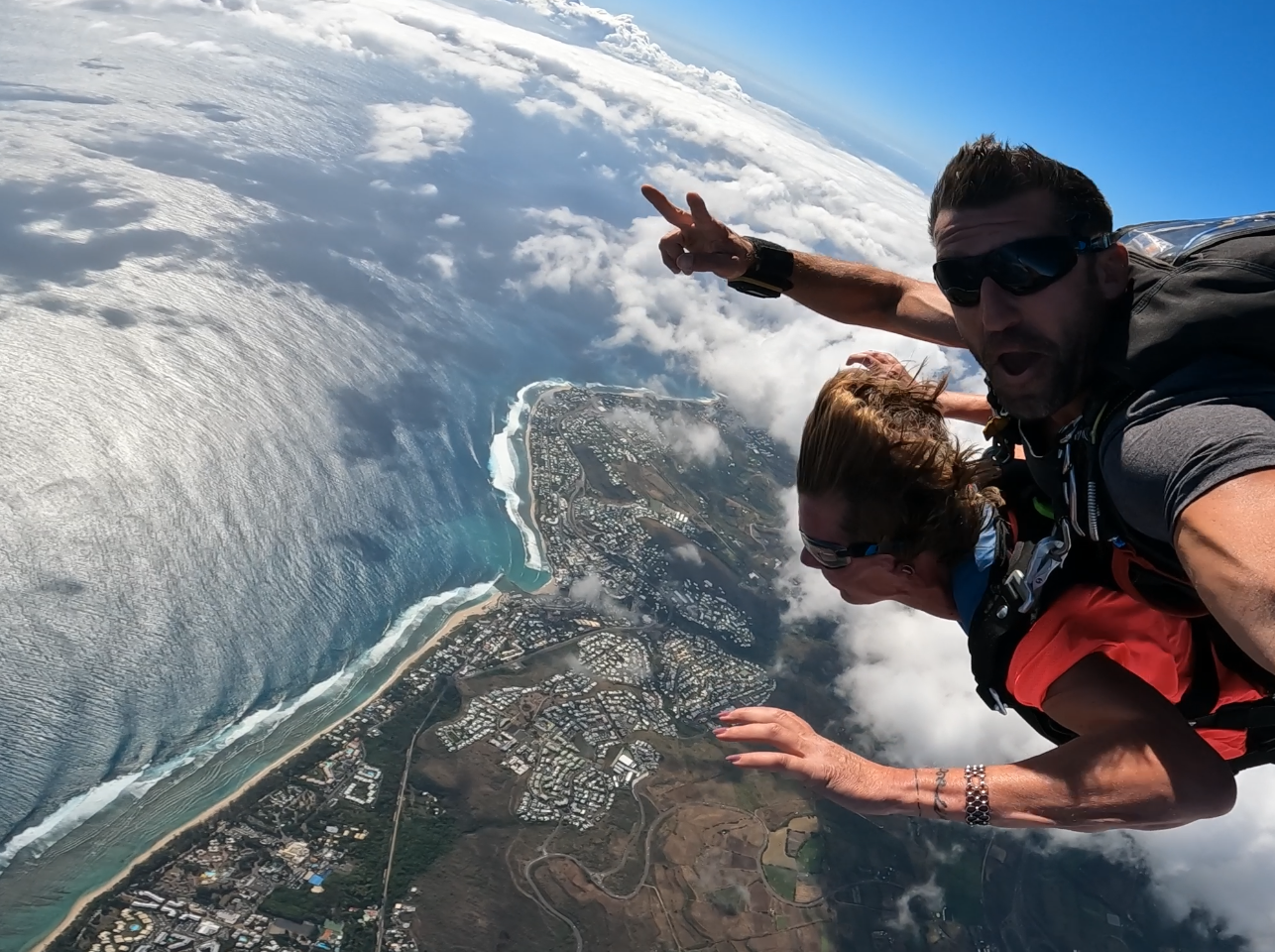 Saut en parachute au-dessus du lagon de La Réunion